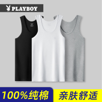 花花公子男士背心男纯棉不变形宽肩带无袖内衣中老年内穿春夏打底