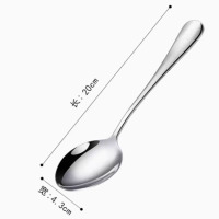 餐禾 加厚不锈钢长柄勺子调羹西餐勺汤匙家用吃饭喝汤304 加大号尖勺 3支装