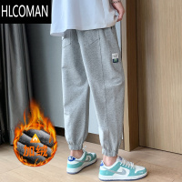 HLCOMAN男裤款卫裤灰色宽松运动裤新款男士休闲裤潮牌束脚裤九分裤