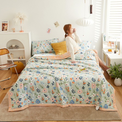 途波列纯棉夏凉被全棉夏被四件套舒适透气全棉被子夏被被芯