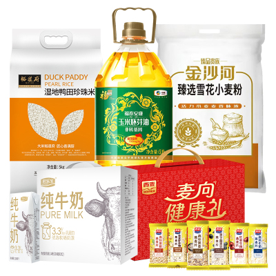 福临门/裕道府/金沙河/西麦/君乐宝食品组合套装7400ml+11kg