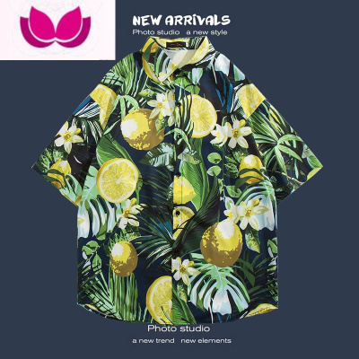 七斓夏威夷花衬衫男夏季复古风ins沙滩宽松港风短袖衬衣薄款外套