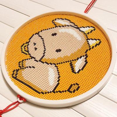 敬平钻石画2020新款十二生肖儿童满钻十字绣带框点贴秀砖石绣简单小幅十二生肖牛圆形单画带工具