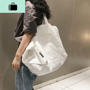 韩国超大容量单肩手提袋日系原宿复古文艺慵懒风帆布包女ulzzangNEW LAKE女手包