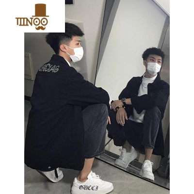 YANXU烫钻感牛仔外套男士潮牌ins网红痞帅炸街休闲工装夹克