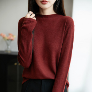 秋冬小立领打底衫女精仿羊毛针织衫保暖内搭修身显瘦长袖套头毛衣