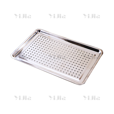 翌嘉YJ40625026 304不锈钢方盘蒸饭盘食堂托盘蒸饭柜烤箱面包馒头盘商用托盘 600*400*20带孔