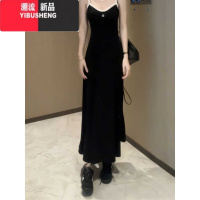 YIBUSHENG法式包臀长裙女2024季时尚休闲款a字条纹修身显瘦吊带连衣裙