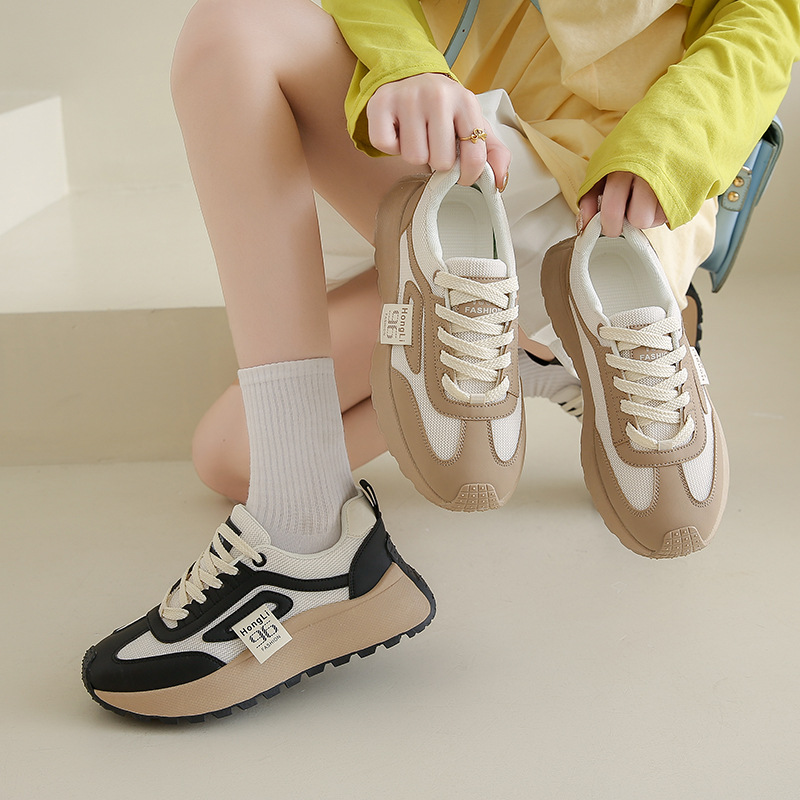 2025春季新款韩版透气老爹鞋女ins学生休闲鞋厚底跑步女鞋