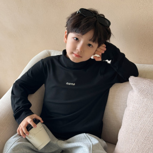 童酷儿童冬款湖州织里童装字母宝宝T恤加厚高领男童打底衫潮