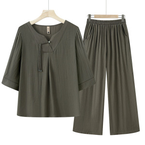 中老年女装新款套装夏季两件套妈妈装衣服时尚简约夏装40-60岁女