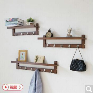 简约简欧日式客厅楠竹实木墙上衣帽架壁挂衣钩后挂衣架墙壁衣服挂钩机顶盒架白色6钩8