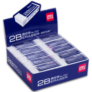 得力橡皮擦小学生用少屑像笔擦超干净不易留痕儿童擦得干净2b像皮7537