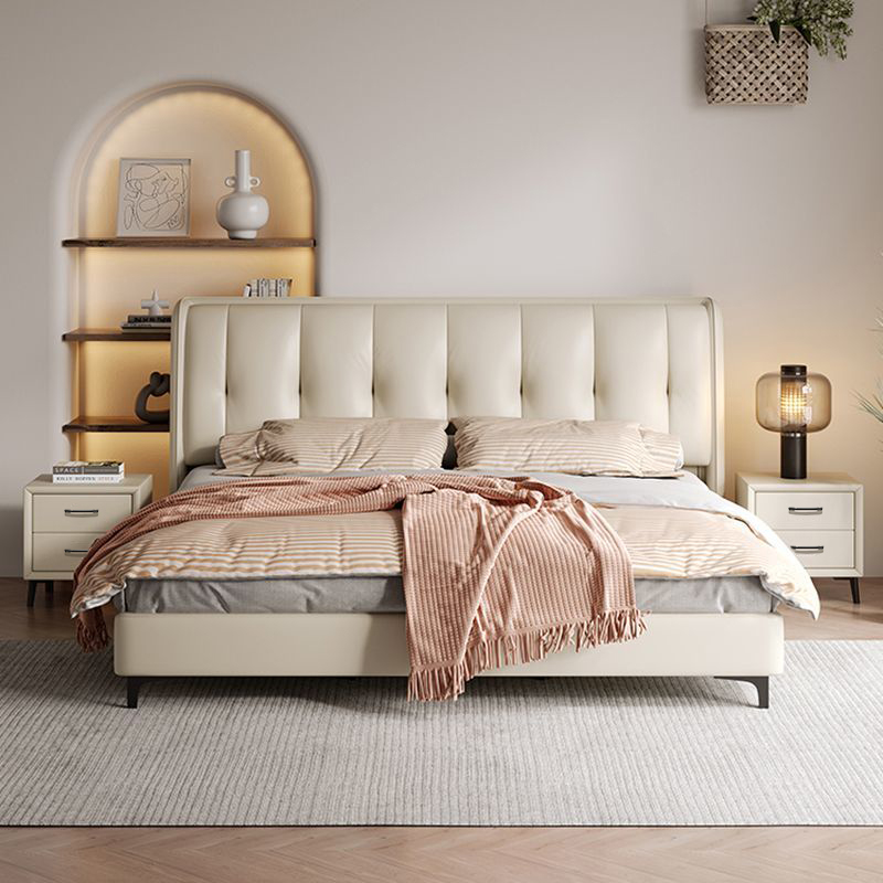 欧梵森 意式轻奢真皮床双人主卧1.8米婚床大床软包储物床皮艺床现代简约榻榻米双人床