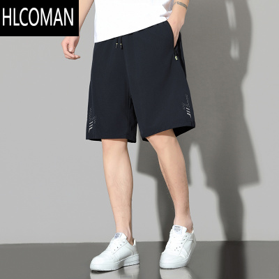 HLCOMAN冰丝男士短裤宽松夏季2025新款运动速干五分裤短款青年运动裤