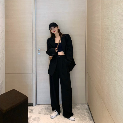 语娄大码胖mm裤子显瘦西装裤直筒宽松阔腿裤女高腰垂感休闲裤2021新款2021西裤