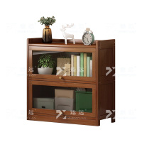 臻远ZY4100905 书架置物架落地简易家用书柜带门防尘储物柜 三层80茶色