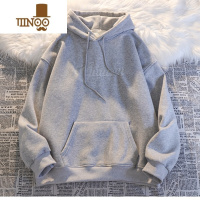 YANXU重工刺绣连帽卫衣潮牌男冬美式高街hiphop风宽松加绒加厚套头