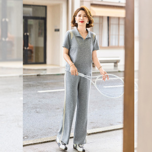 2026年女装短袖妈妈套装时尚夏季薄款休闲中老年两件套衣服宽松女