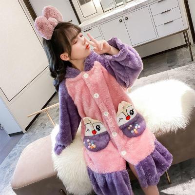 儿童珊瑚绒睡裙秋冬季中大童女孩公主长袖睡衣加厚法兰绒家居服威珺