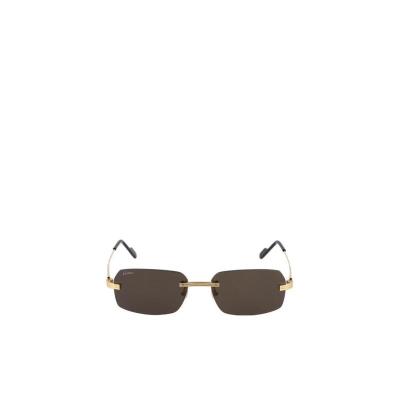 卡地亚(Cartier)金属框架金色logo修饰灰色镜片男士太阳镜时尚百 棕色