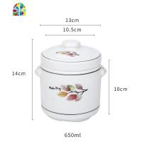 炖盅陶瓷带盖隔水燕窝盅双耳蒸蛋盅家用炖汤锅炖罐内胆炖盅碗 FENGHOU 七彩叶约650ml1-2人份送勺子+蒸架+炖锅