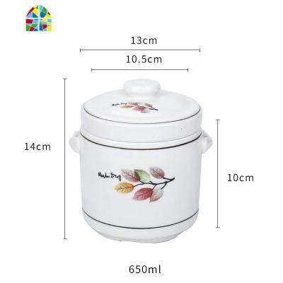 炖盅陶瓷带盖隔水燕窝盅双耳蒸蛋盅家用炖汤锅炖罐内胆炖盅碗 FENGHOU 七彩叶约650ml1-2人份送勺子+蒸架+炖锅