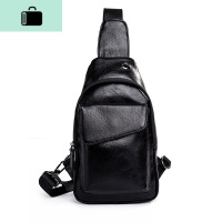 潮流时尚潮男休闲街头皮质胸包韩版小包简约户外单肩包斜跨手机包NEW LAKE 黑色胸包男士单肩包
