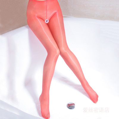 SUNTEK1D超滑超薄无腰边油亮大码胖MM油光一线裆黑开当丝袜高腰连裤袜女红色（无腰边）高腰均码（一线闭当）