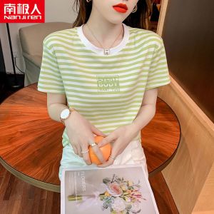 短袖T恤女新款韩版女装上衣宽松条纹洋气外穿