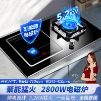 新飞电气两用一体燃气灶 台嵌两用九腔气电灶 一电一气电磁炉钢化玻璃煤气灶 液化气A017-3