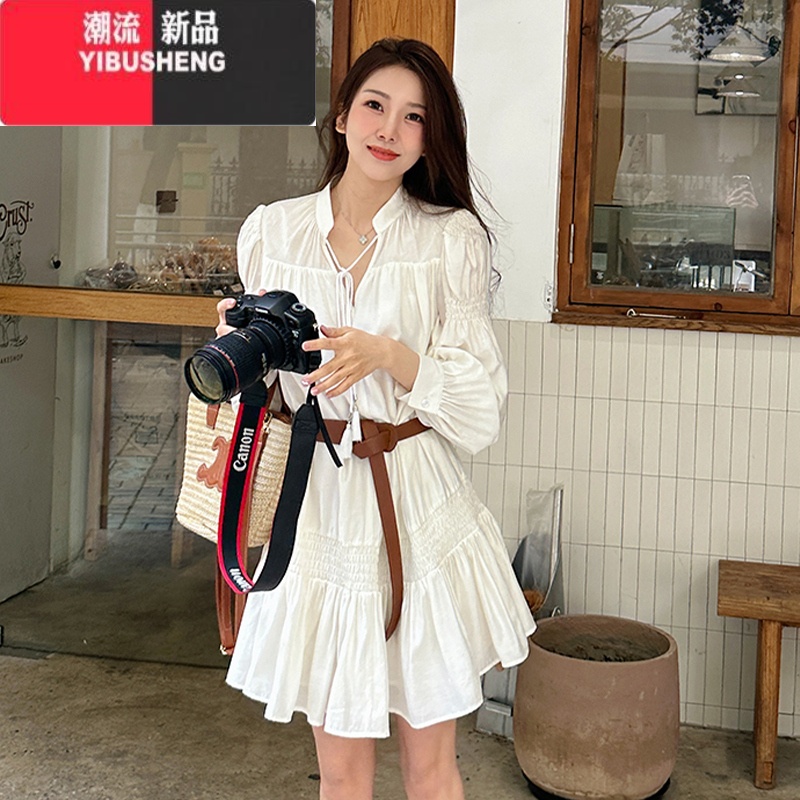 YIBUSHENG装2024年新款高端精致白色衬衫连衣裙子女季小个子仙女沙滩裙