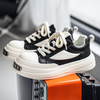 男鞋春季新款大头德比鞋学生青少年休闲潮鞋厚底增高户外百搭板鞋