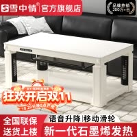 雪中情电暖桌取暖桌电暖炉烤火桌茶几一体升降电暖茶几家用客厅长方形烤火炉电炉取暖器电暖器电茶几岩板带语音控制