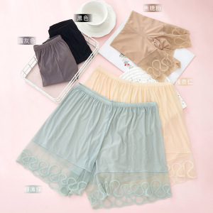 性感蕾丝花边防走光女士打底裤三分保险裤内外可穿居家冰丝安全裤