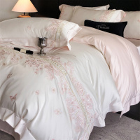 A类轻奢刺绣100支长绒棉纯棉四件套高级全棉床单被套床笠床上用品