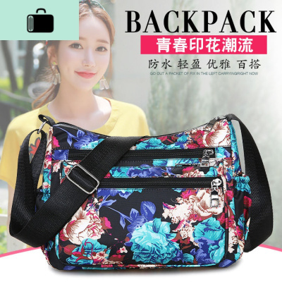 2019新款牛津布单肩包尼龙防水休闲多口袋女斜跨包时尚潮流妈妈包NEW LAKE女士单肩包