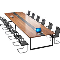 正斌会议桌长桌简约现代工作台会议室长条桌办公桌椅组合3.5*1.4(米)带12椅