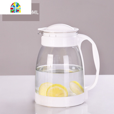 冷水壶玻璃耐热高温防爆水瓶家用大容量凉白开水杯茶壶套装凉水壶 FENGHOU 白色2000ml+6个300ML杯