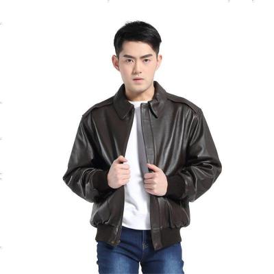LuxuryLane真皮皮衣男士经典A2绵羊皮飞行夹克