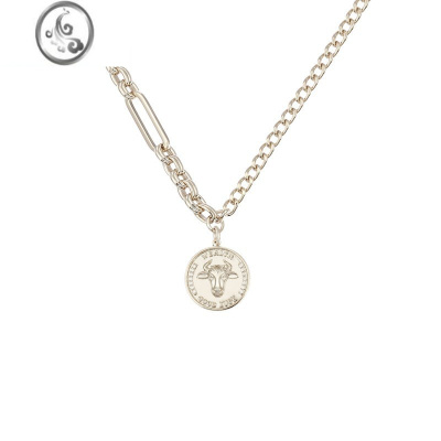 JiMi幸运牛潮酷拼接水逆项链高级感小众设计吊坠锁骨链