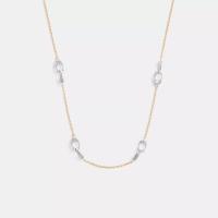 COACH女士闪钻雕花链条项链可调节长度多圈百搭礼物