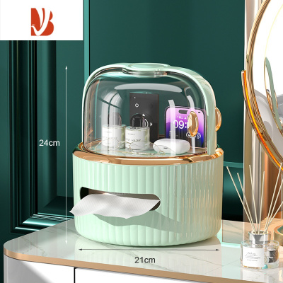 三维工匠创意可爱纸巾盒客厅轻奢多桌面收纳盒弹簧抽纸盒家用简约 薄荷绿升级款[双层收纳]