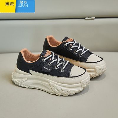 聚范厚底增高皮面运动鞋女2023年夏季新款休闲凉鞋休闲百搭老爹鞋女鞋