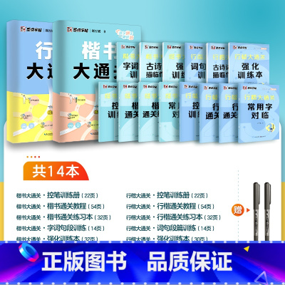 14本[行楷大通关+楷书大通关]赠2支白雪走珠笔 [正版]行楷字帖练字成人荆霄鹏楷书大通关硬笔书法教程初中高中大学生公务