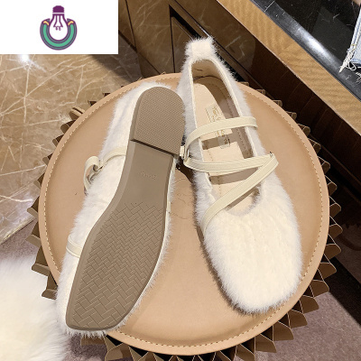 FISHBASKET韩版豆豆鞋女2020新款平底网红毛毛鞋女外穿一脚蹬瓢鞋棉鞋女休闲鞋