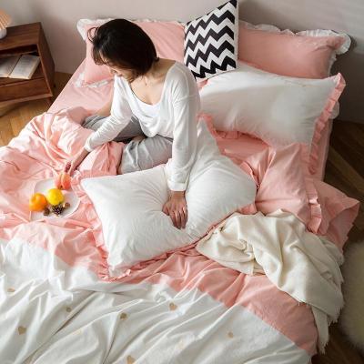 家柏饰(CORATED)款水洗棉四件套全棉全棉公主风床单被套床笠床上用品少女心