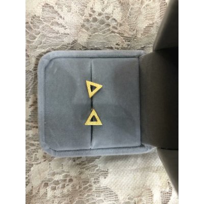 黄金几何形磨砂耳钉2.12
