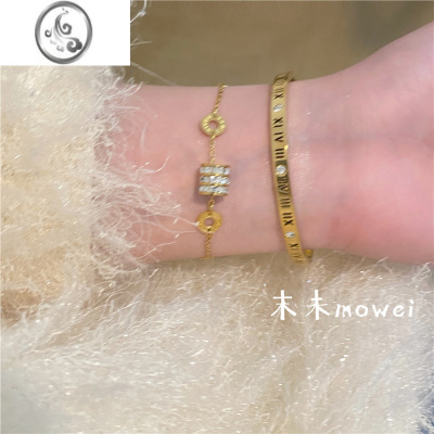 JiMi末未/小众闪钻钛钢不掉色手镯ins潮百搭轻奢高级感叠戴小蛮腰手链