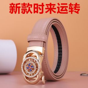 啄木鸟女士真皮自动扣皮带女式百搭二层牛皮腰带时尚裤带2025新款